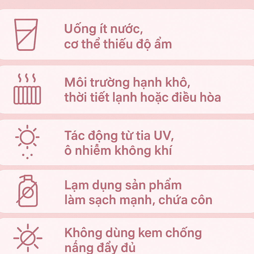 Nguyên nhân phổ biến khiến da bị khô là gì