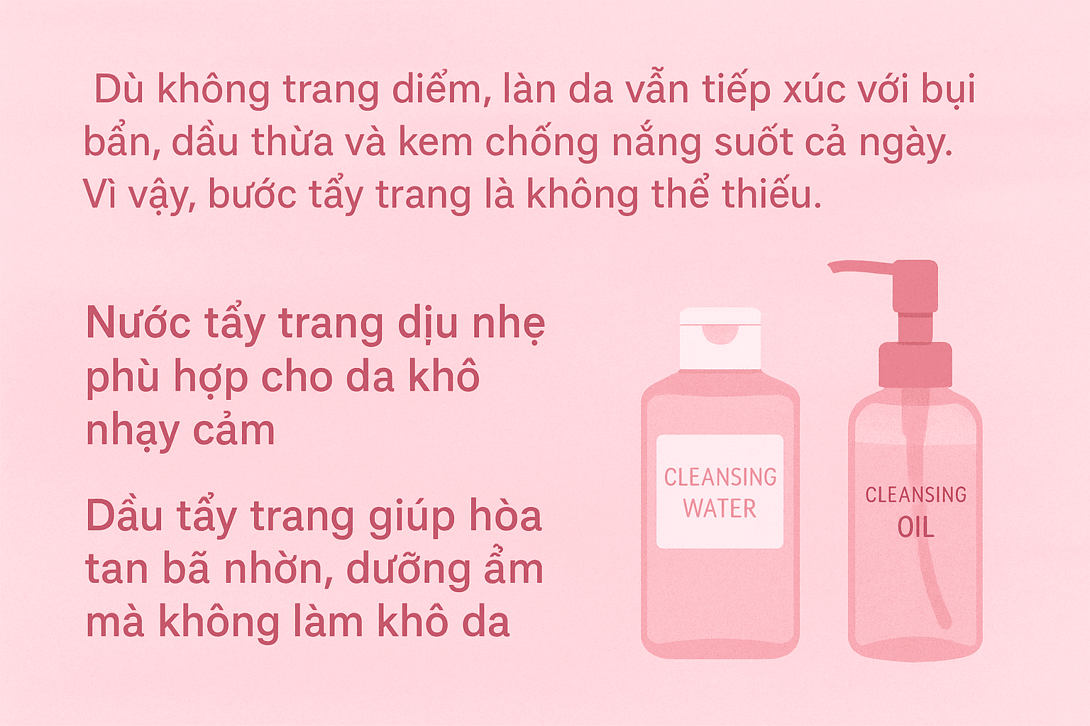 Tẩy trang – Làm sạch sâu, giữ lại độ ẩm tự nhiên