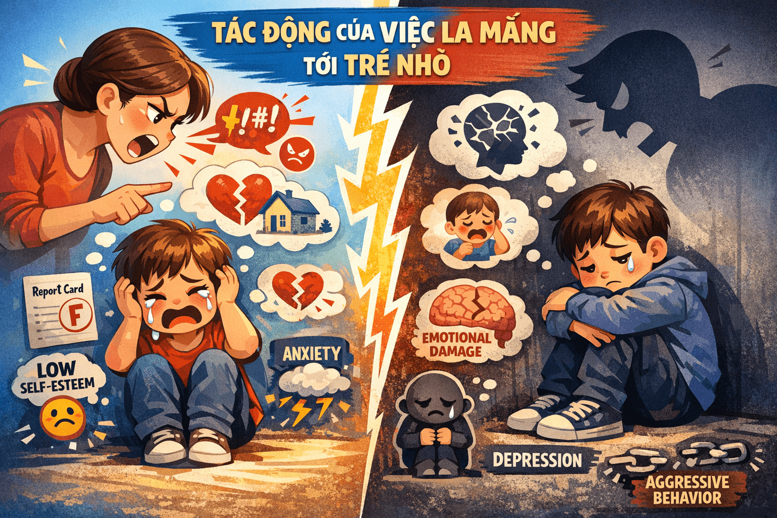 Phân tích có nên la mắng con không