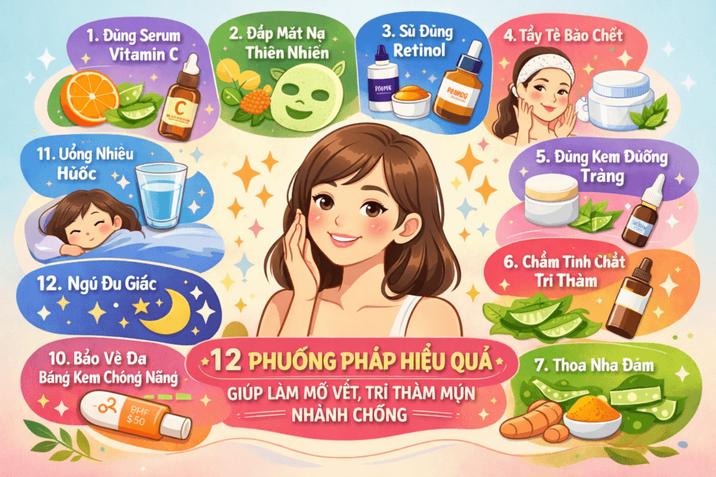 12 phương pháp hiệu quả giúp làm mờ vết, trị thâm mụn nhanh chóng
