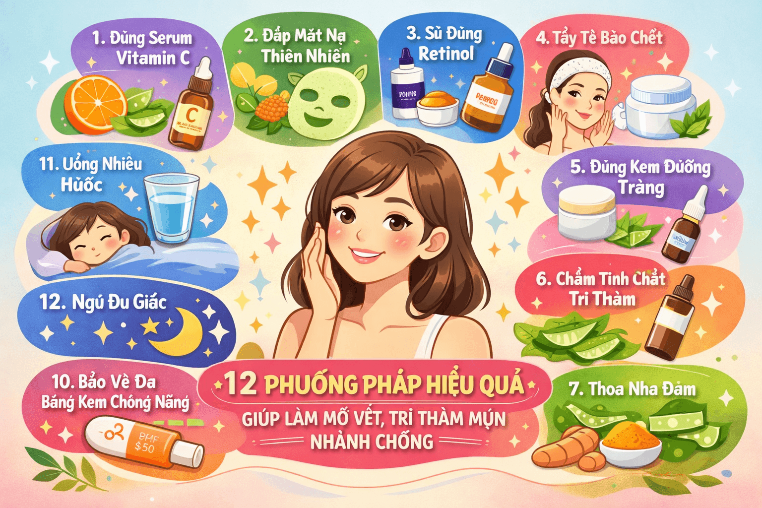 12 phương pháp hiệu quả giúp làm mờ vết, trị thâm mụn nhanh chóng