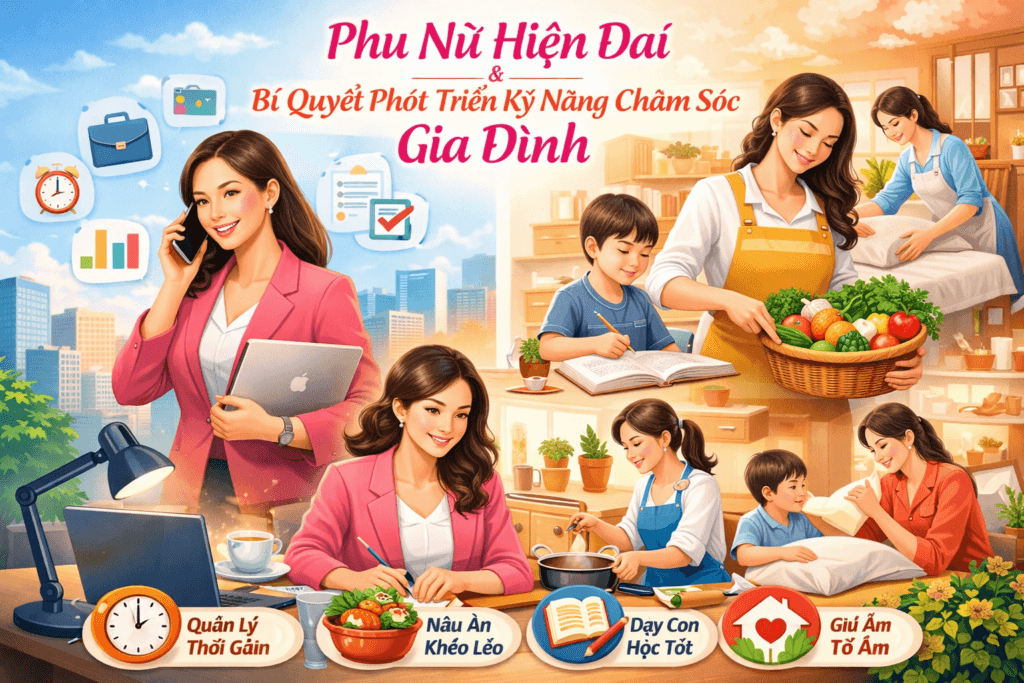 Phụ nữ hiện đại và bí quyết phát triển kỹ năng chăm sóc gia đình