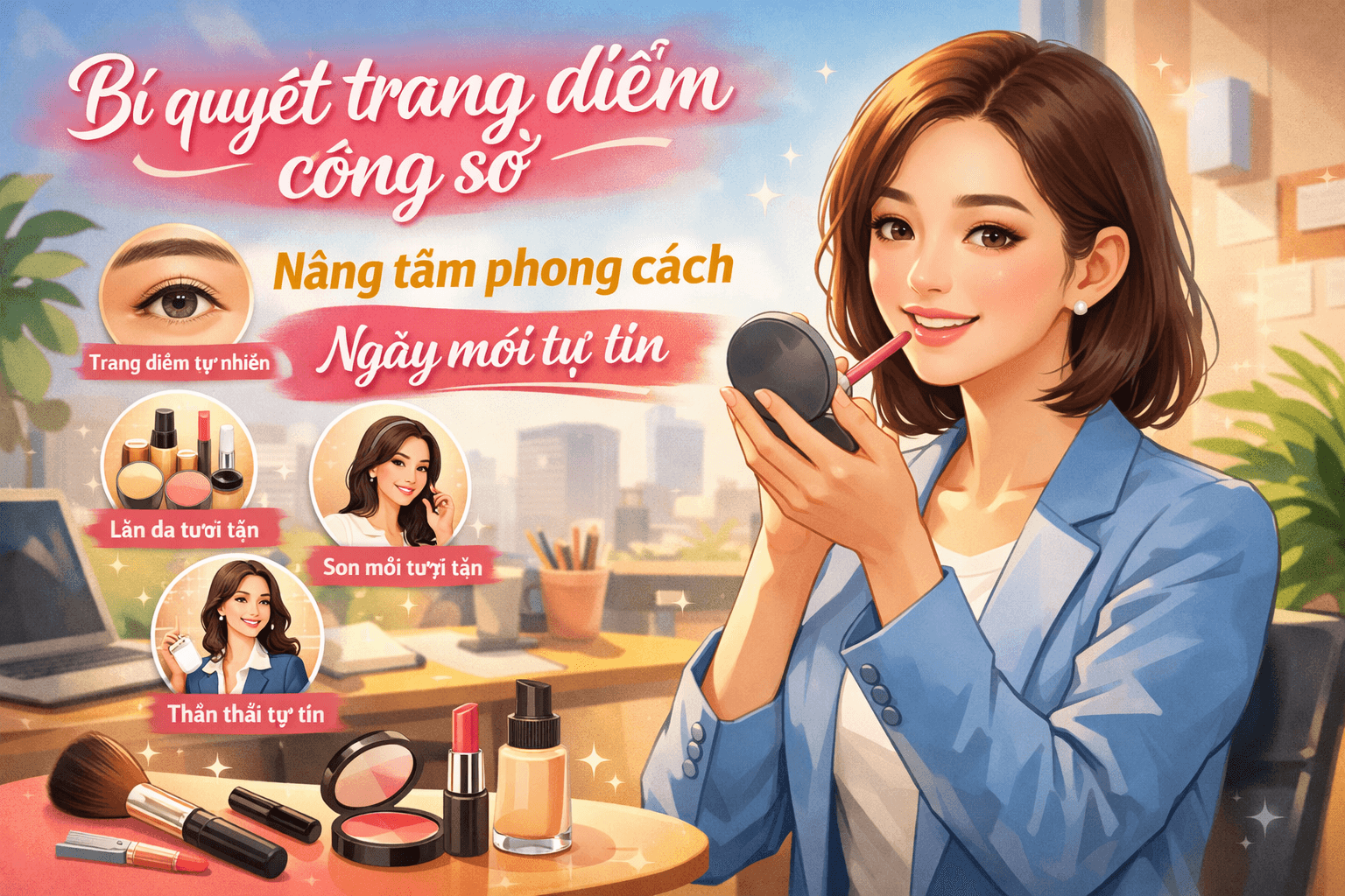 Bí quyết trang điểm đi làm công sở: Nâng tầm phong cách ngày mới tự tin