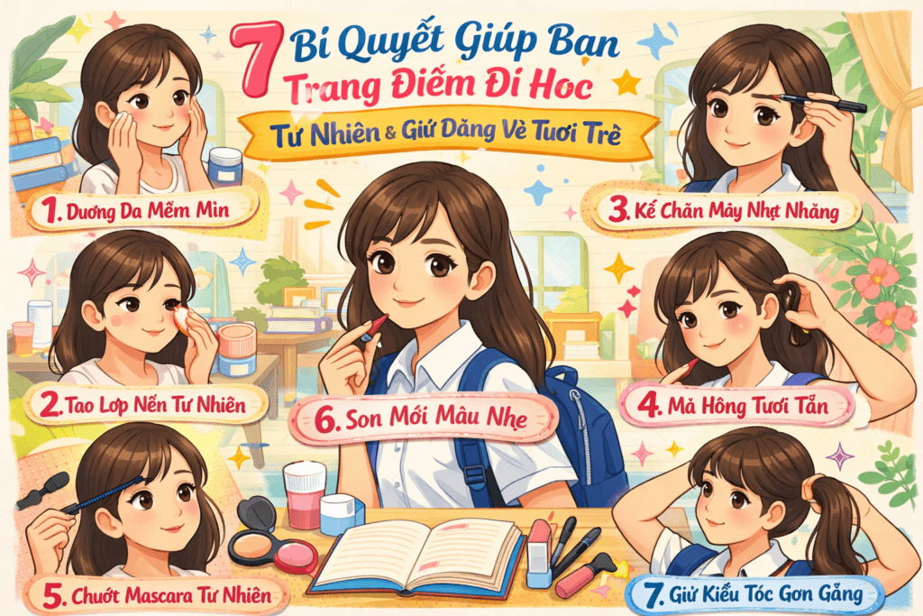 7 Bí quyết giúp bạn trang điểm đi học tự nhiên và giữ dáng vẻ tươi trẻ