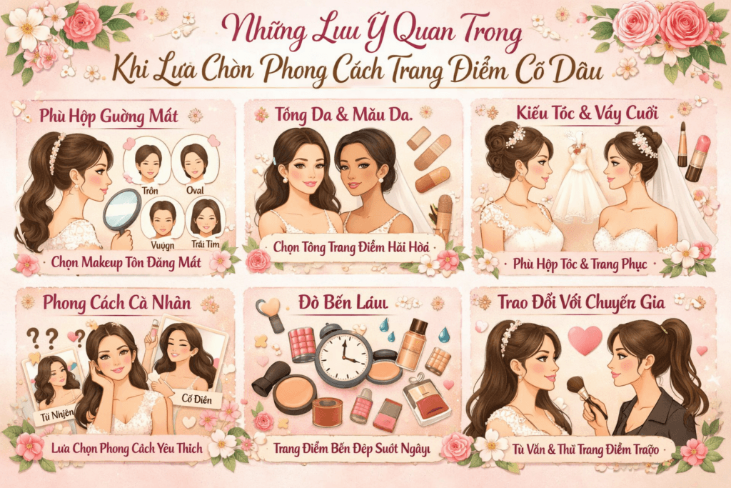 Những lưu ý quan trọng khi lựa chọn phong cách trang điểm cô dâu