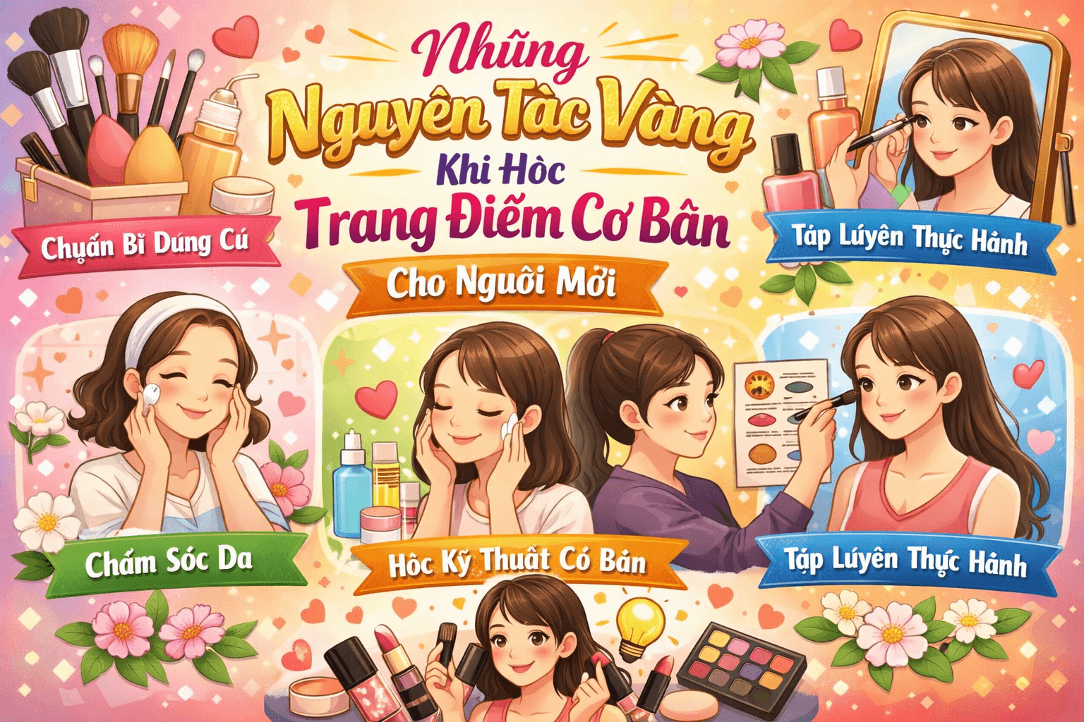 Những nguyên tắc vàng khi học trang điểm cho người mới bắt đầu