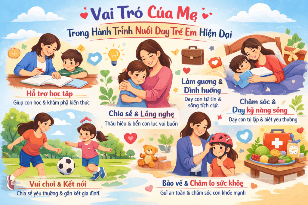Vai trò của mẹ trong hành trình nuôi dạy trẻ em hiện đại
