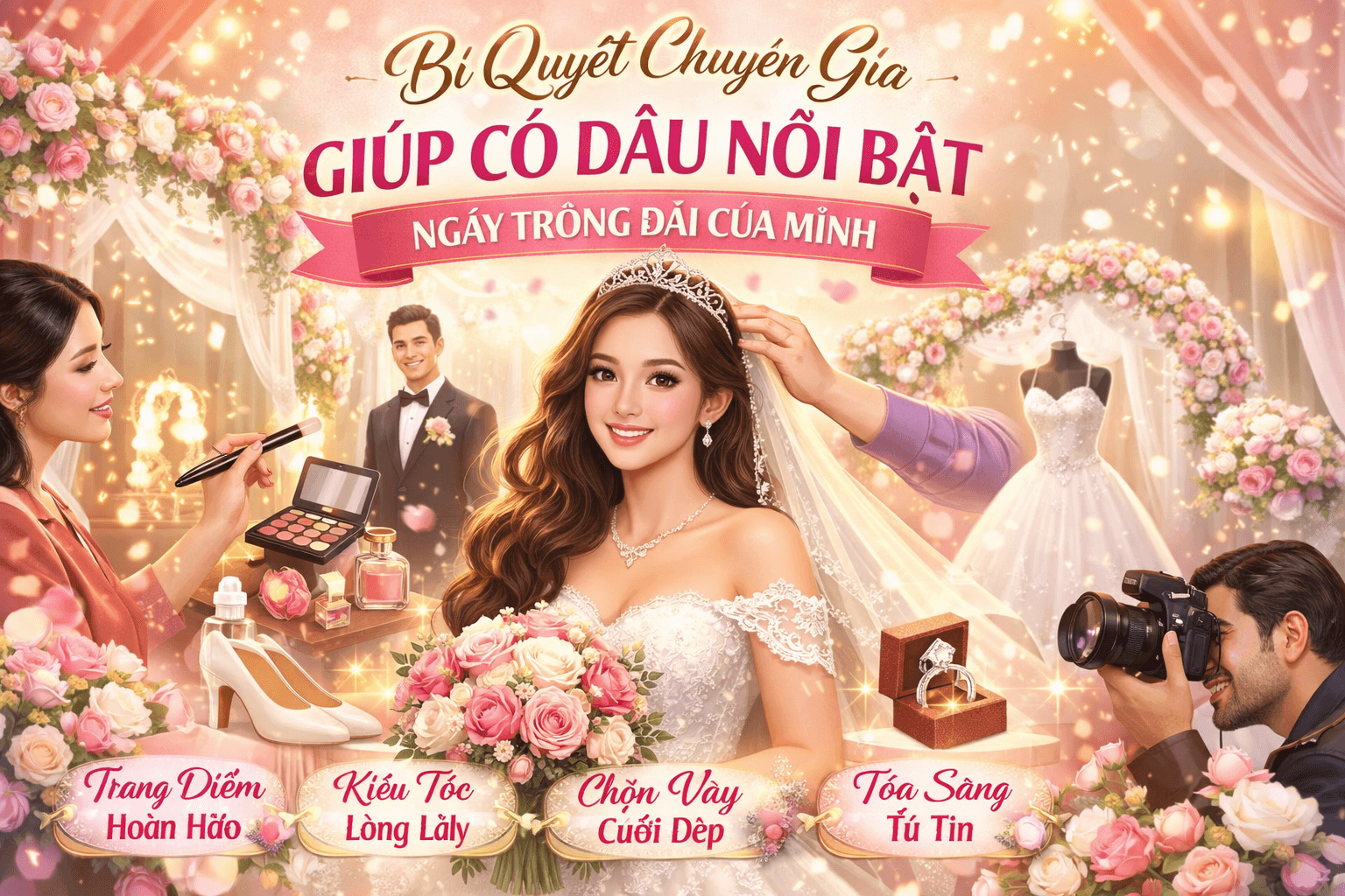 Bí quyết chuyên gia trang điểm cho cô dâu nổi bật ngày trọng đại của mình