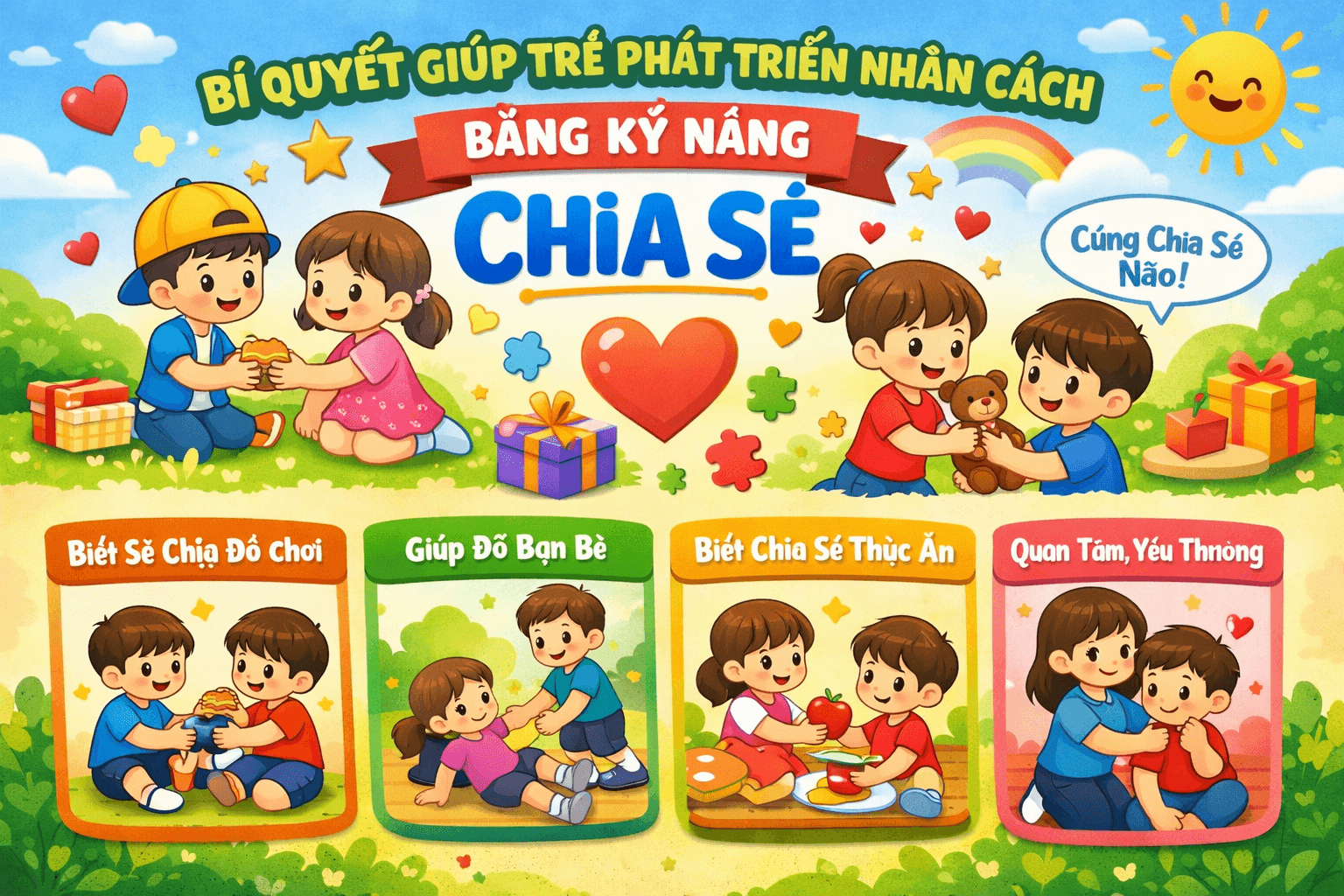 Bí quyết dạy con biết chia sẻ nhân cách bằng kỹ năng chia sẻ