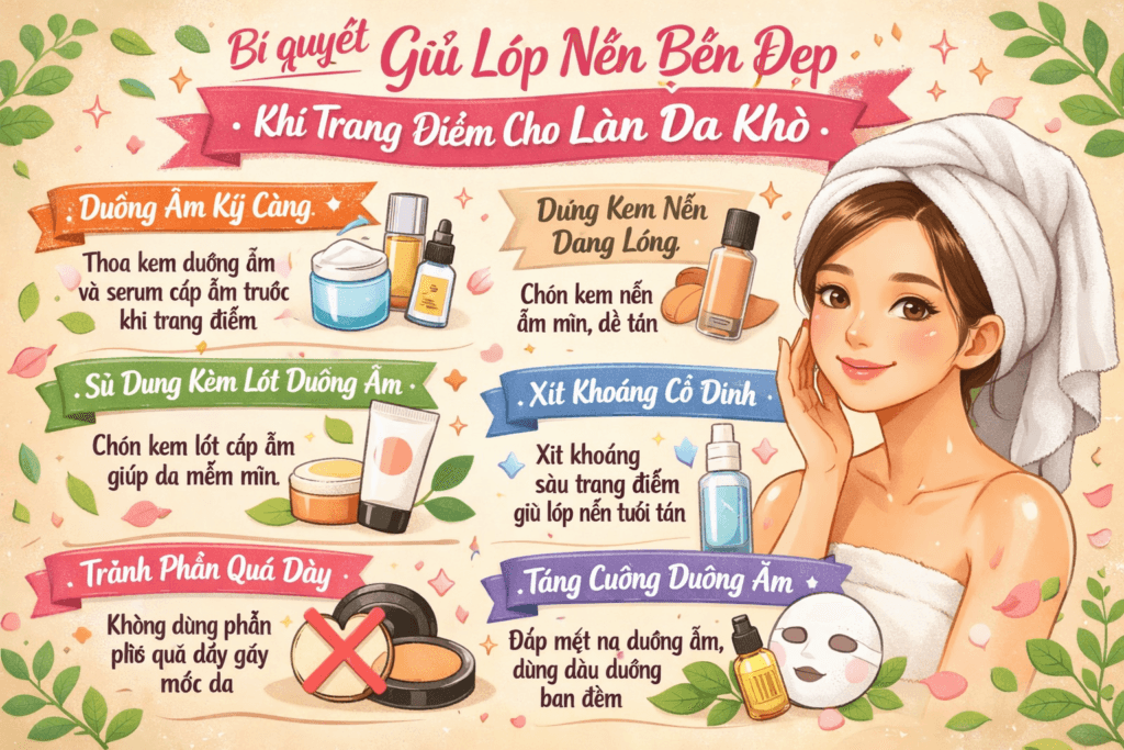 trang điểm cho làn da khô