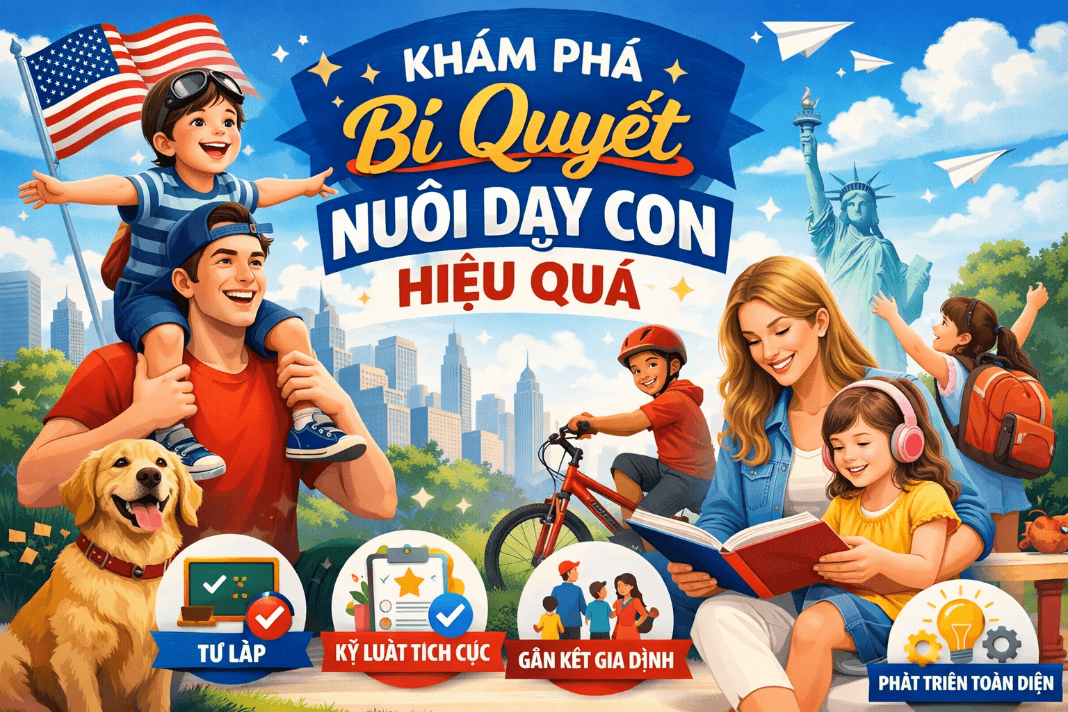 Khám phá bí quyết nuôi dạy con kiêu Mỹ hiện đại