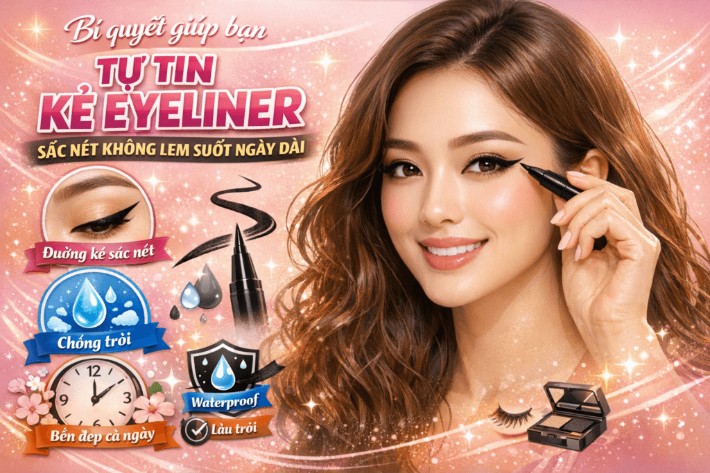 Bí quyết giúp bạn tự tin kẻ eyeliner sắc nét không lem suốt ngày dài